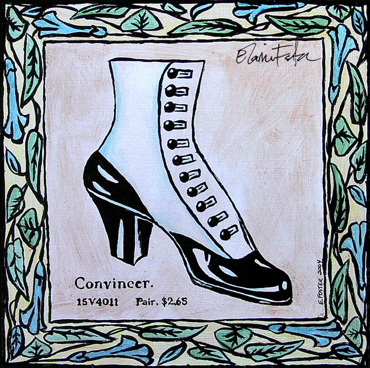 "Convincer (Vintage Shoe #3)" Painting - Elaine Foster