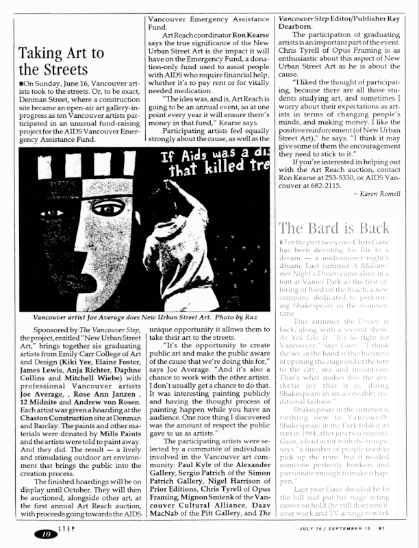 "Taking Art To The Streets", Sep. 1991.