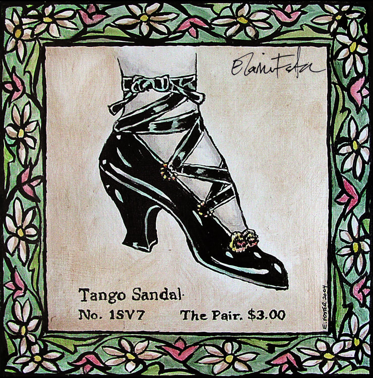 "Tango Sandal (Vintage Shoe #1)" Painting - Elaine Foster